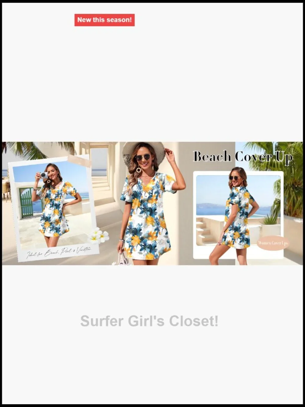 V Neck Short Sleeve Cover Up Dress Beachwear Coverup